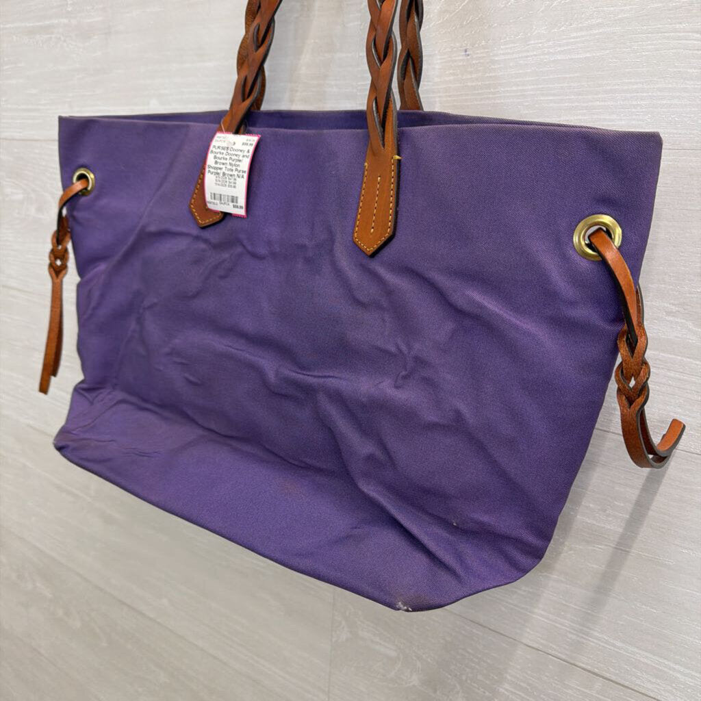 Dooney and Bourke Purple/ Brown Nylon Shopper Tote Purse