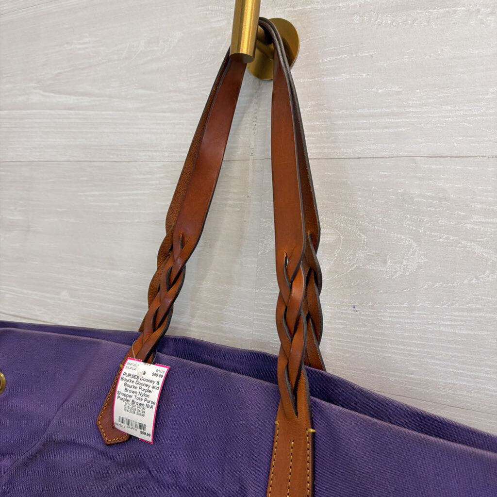 Dooney and Bourke Purple/ Brown Nylon Shopper Tote Purse