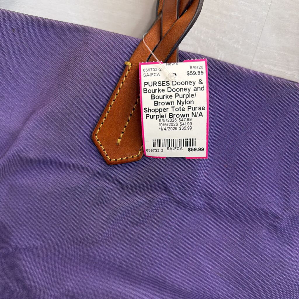 Dooney and Bourke Purple/ Brown Nylon Shopper Tote Purse