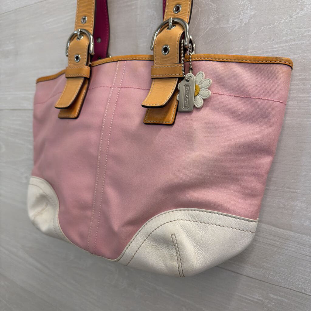 Vintage Coach Y2K Pink/ White Canvas Leather Accent Soho Shoulder Purse