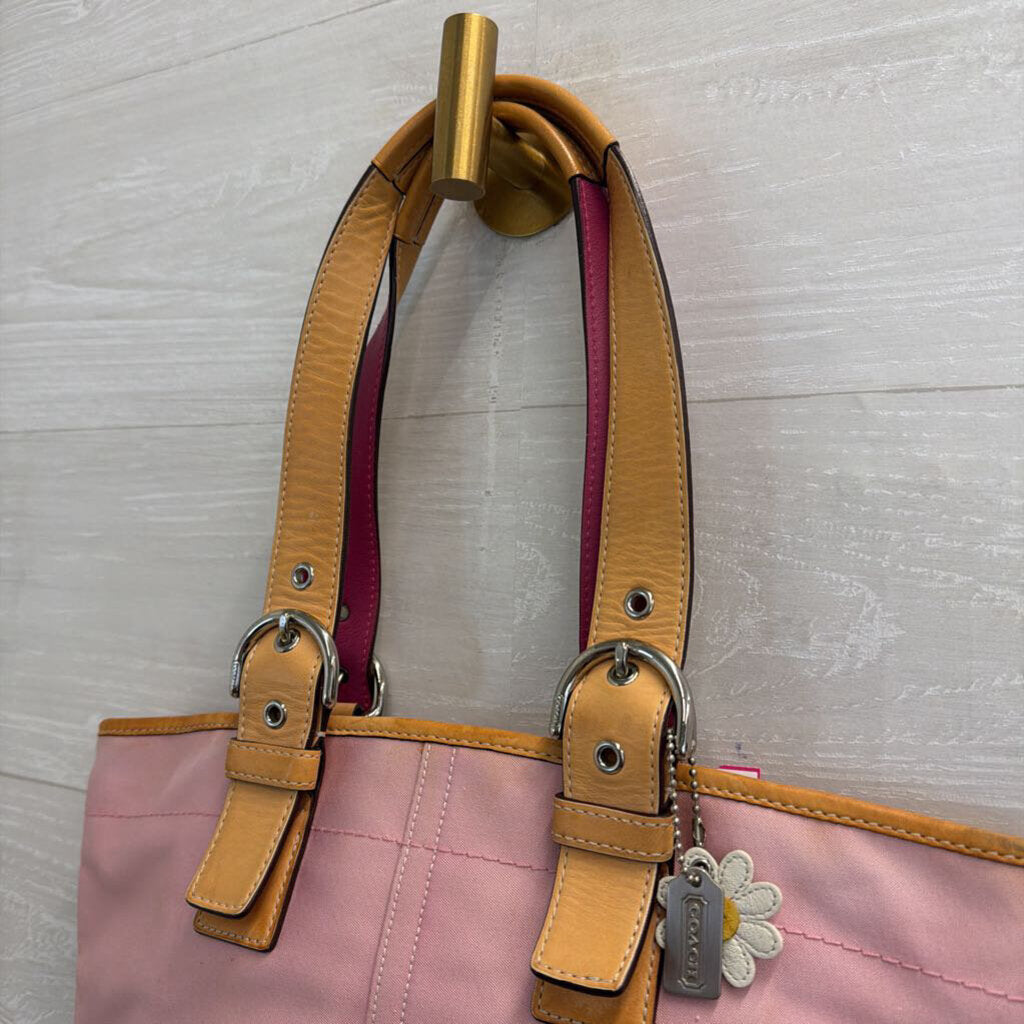 Vintage Coach Y2K Pink/ White Canvas Leather Accent Soho Shoulder Purse
