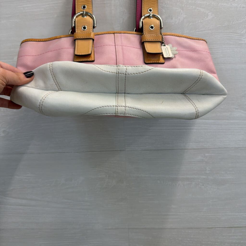 Vintage Coach Y2K Pink/ White Canvas Leather Accent Soho Shoulder Purse