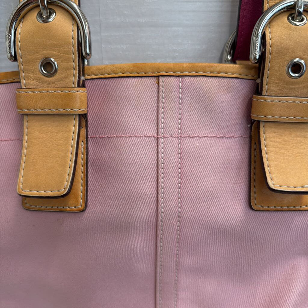 Vintage Coach Y2K Pink/ White Canvas Leather Accent Soho Shoulder Purse