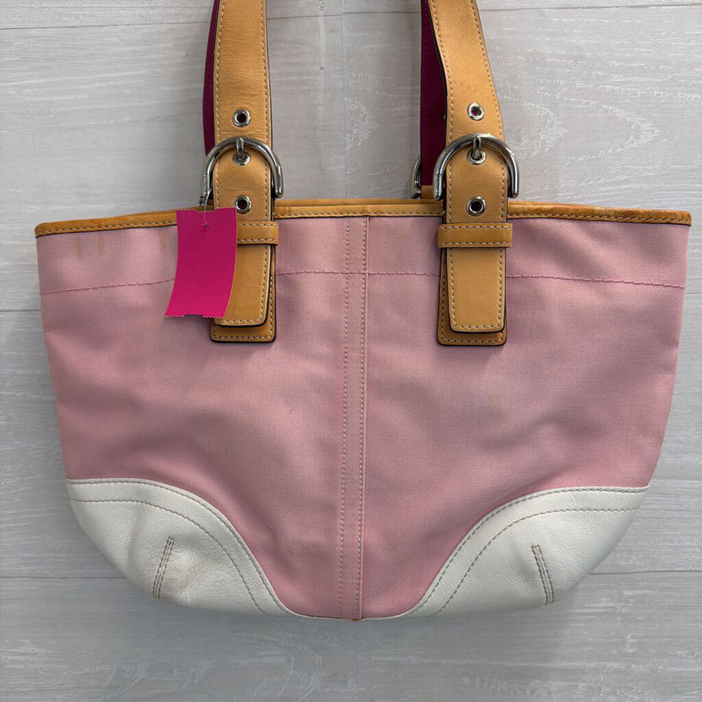 Vintage Coach Y2K Pink/ White Canvas Leather Accent Soho Shoulder Purse