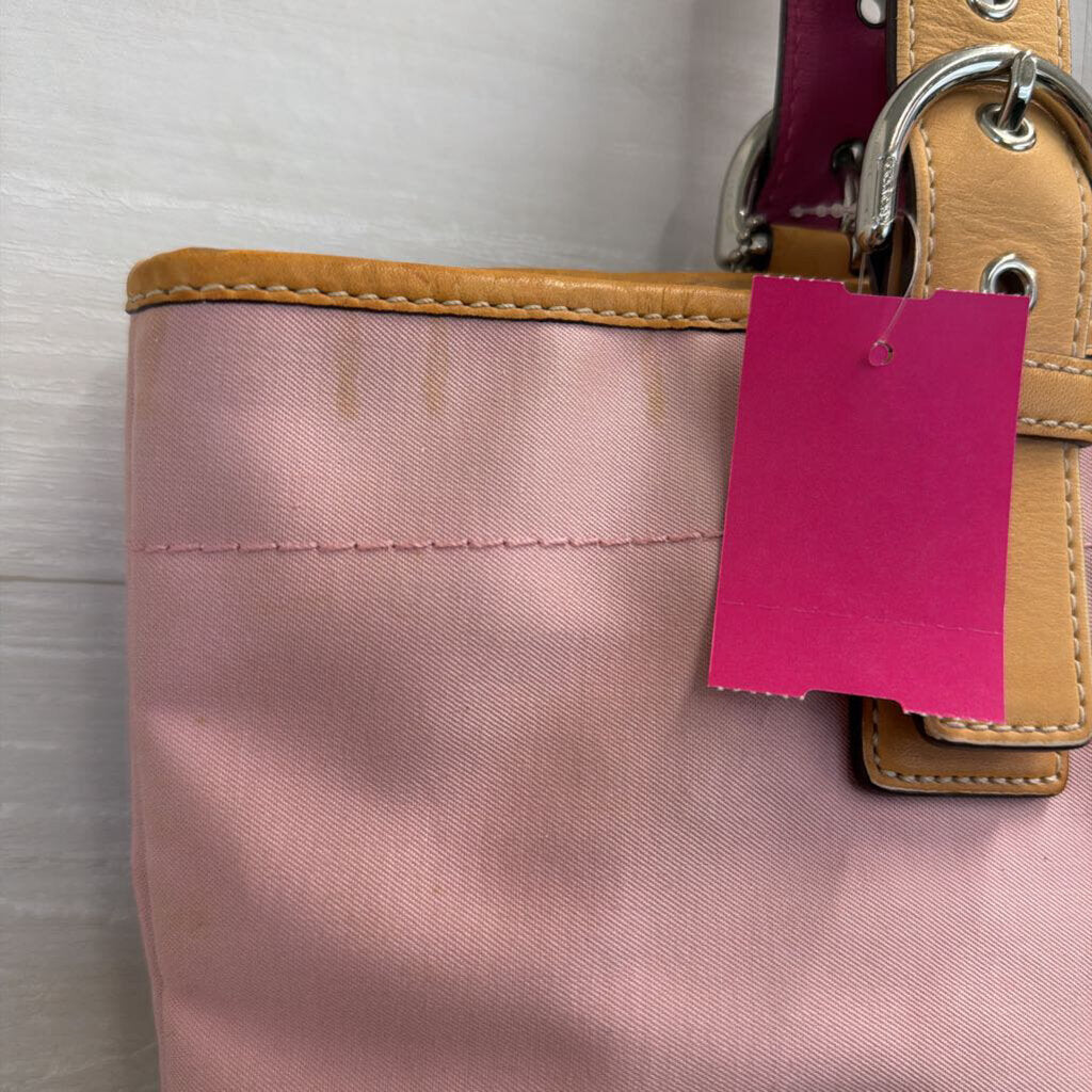 Vintage Coach Y2K Pink/ White Canvas Leather Accent Soho Shoulder Purse