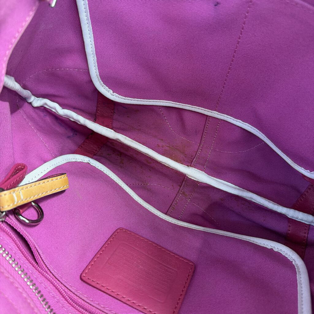 Vintage Coach Y2K Pink/ White Canvas Leather Accent Soho Shoulder Purse