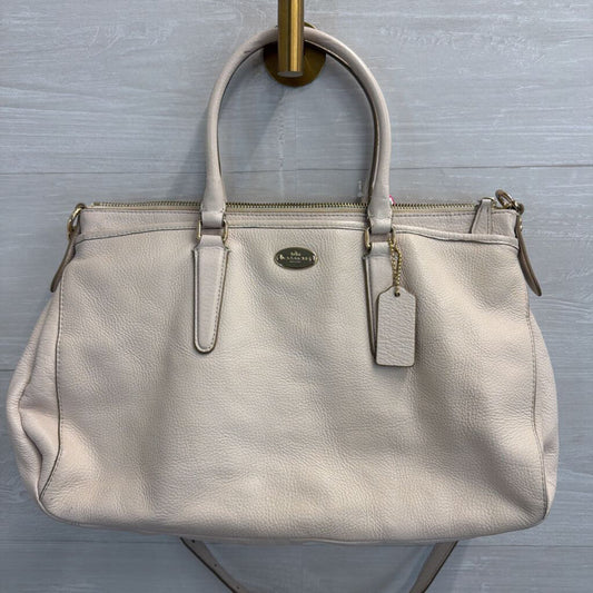 Coach Cream Pebbled Leather Mia Satchel Purse