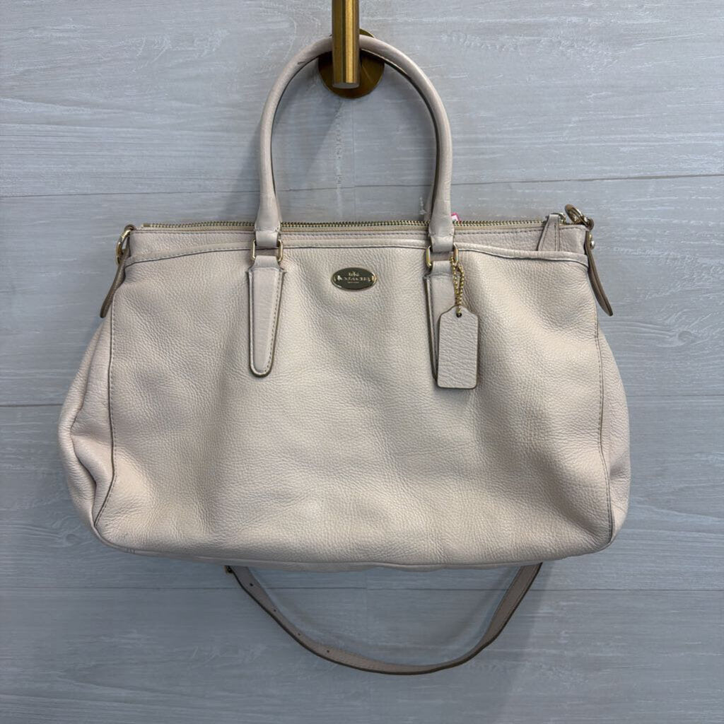 Coach Cream Pebbled Leather Mia Satchel Purse