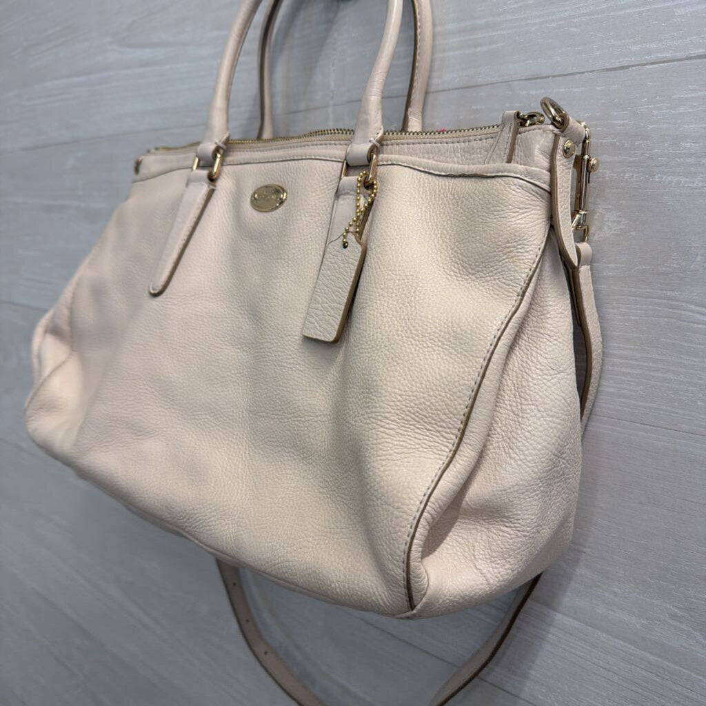 Coach Cream Pebbled Leather Mia Satchel Purse