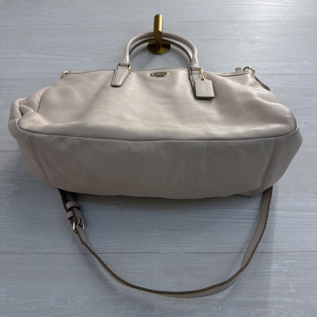 Coach Cream Pebbled Leather Mia Satchel Purse