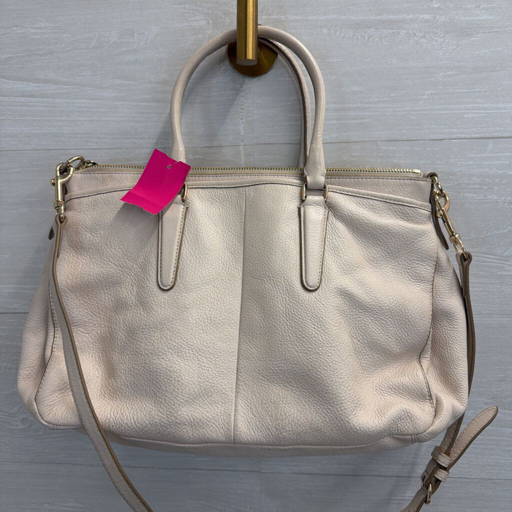 Coach Cream Pebbled Leather Mia Satchel Purse