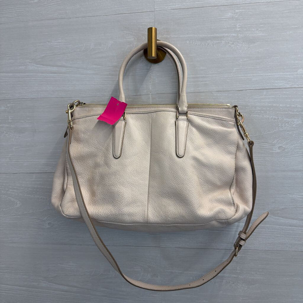 Coach Cream Pebbled Leather Mia Satchel Purse