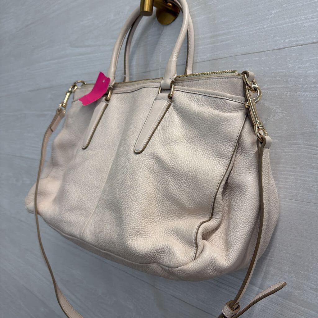 Coach Cream Pebbled Leather Mia Satchel Purse