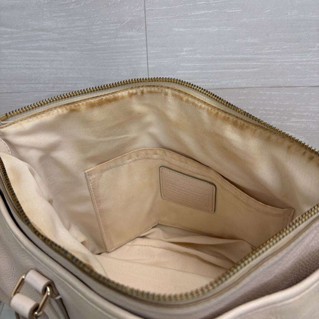 Coach Cream Pebbled Leather Mia Satchel Purse