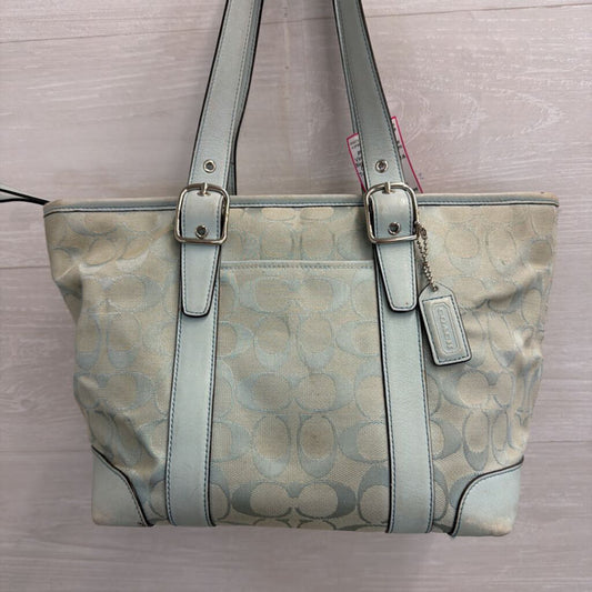Vintage Coach Blue Signature Monogram Canvas Hampton Tote Purse