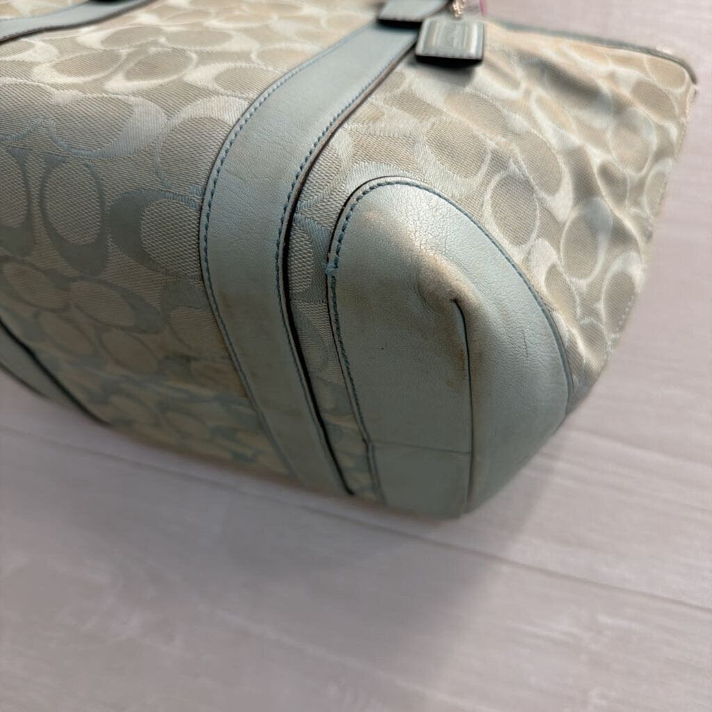 Vintage Coach Blue Signature Monogram Canvas Hampton Tote Purse