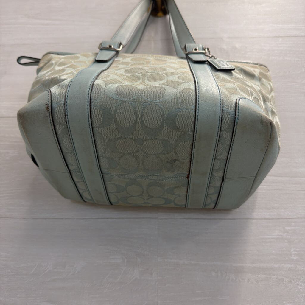 Vintage Coach Blue Signature Monogram Canvas Hampton Tote Purse