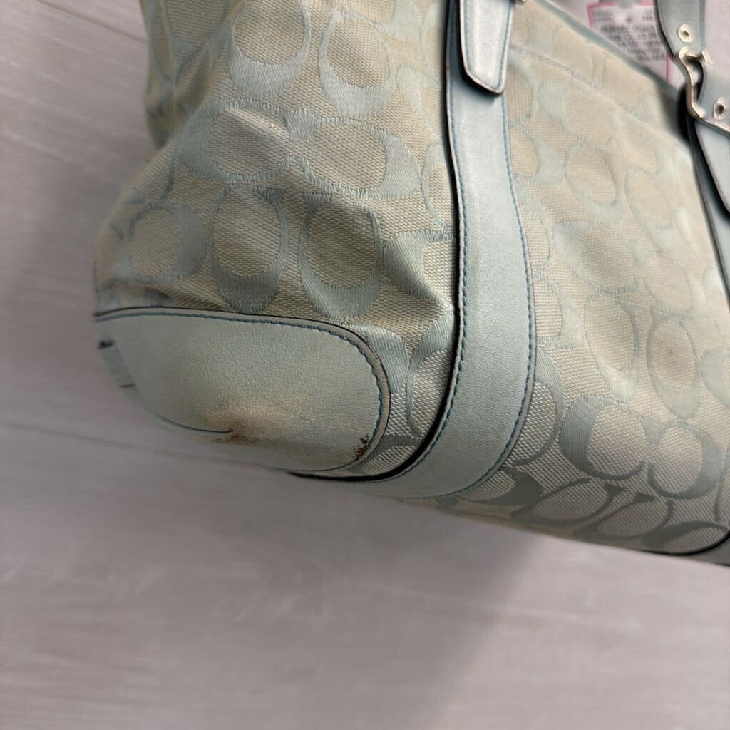 Vintage Coach Blue Signature Monogram Canvas Hampton Tote Purse