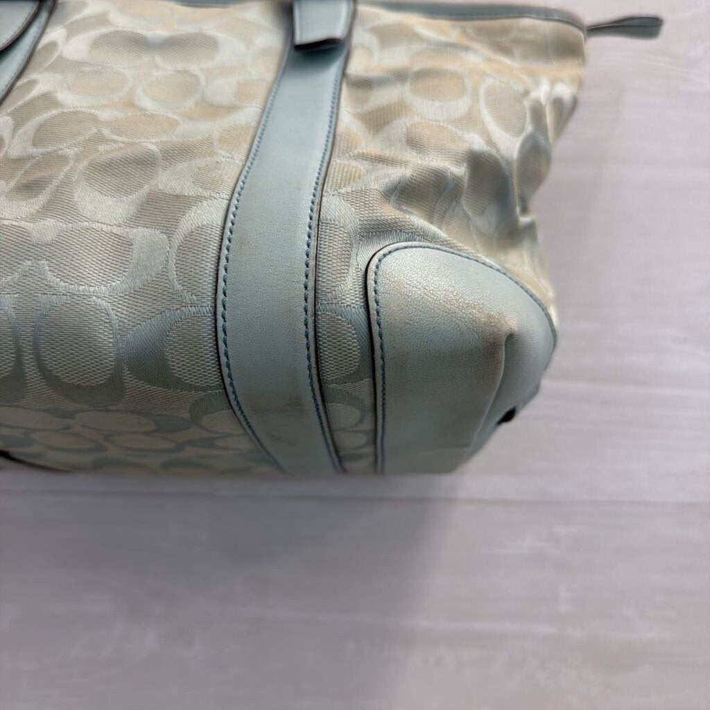 Vintage Coach Blue Signature Monogram Canvas Hampton Tote Purse