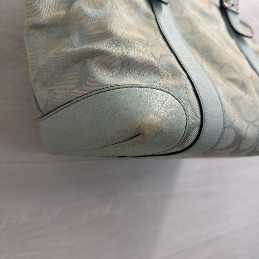 Vintage Coach Blue Signature Monogram Canvas Hampton Tote Purse