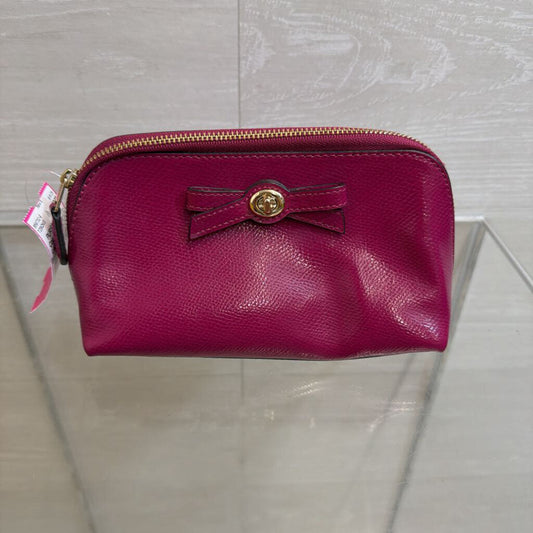 Coach Cranberry Leather Turnlock Bow Cosmetic Case