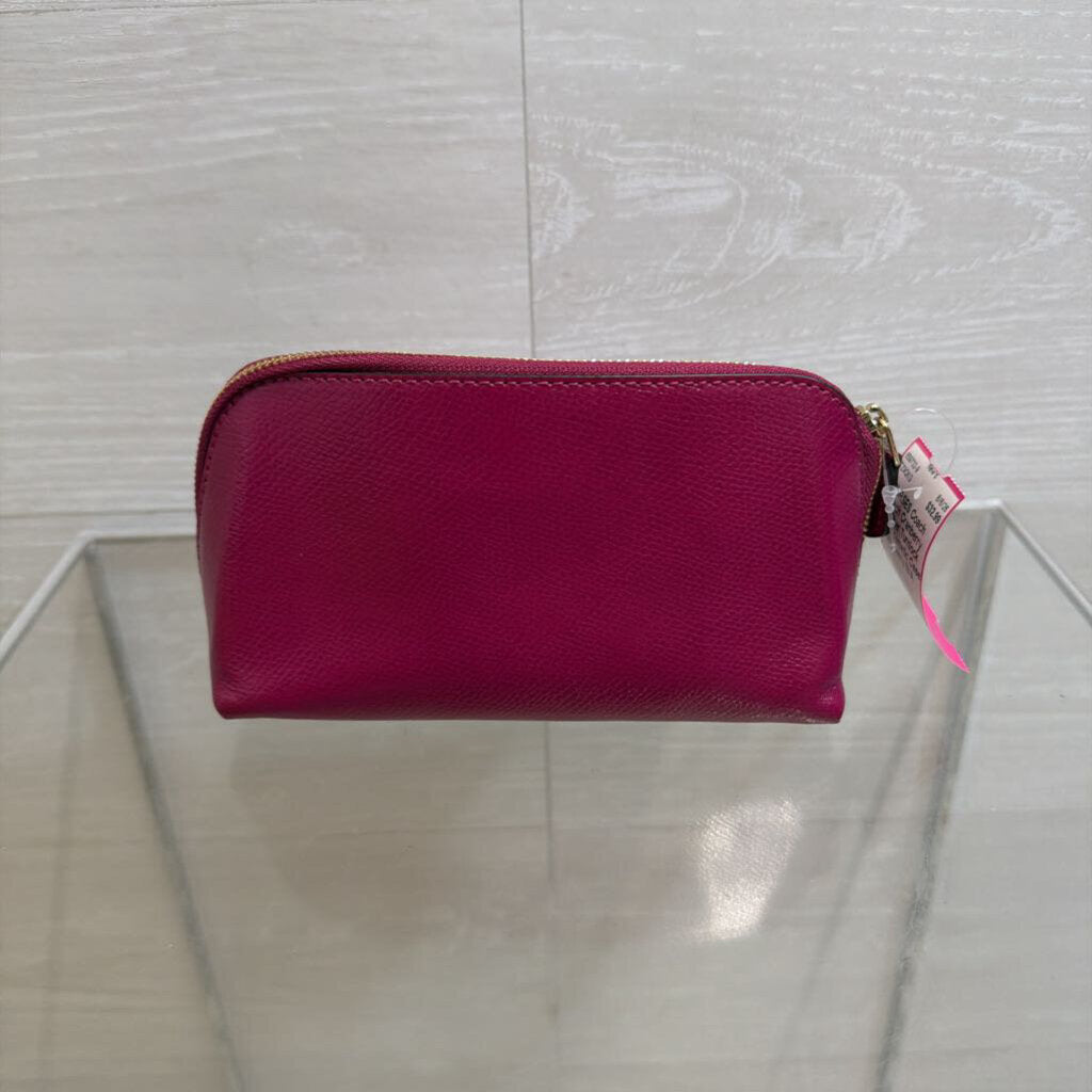 Coach Cranberry Leather Turnlock Bow Cosmetic Case
