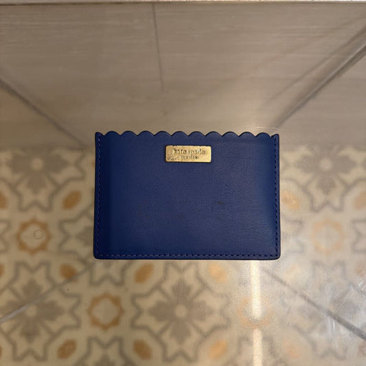 Kate Spade Blue Leather Scallop Edge Card Holder Wallet
