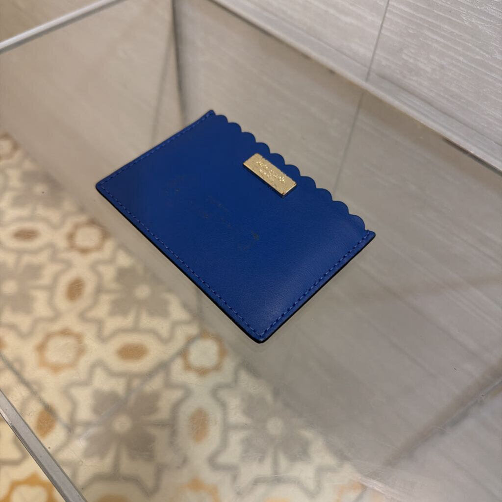 Kate Spade Blue Leather Scallop Edge Card Holder Wallet