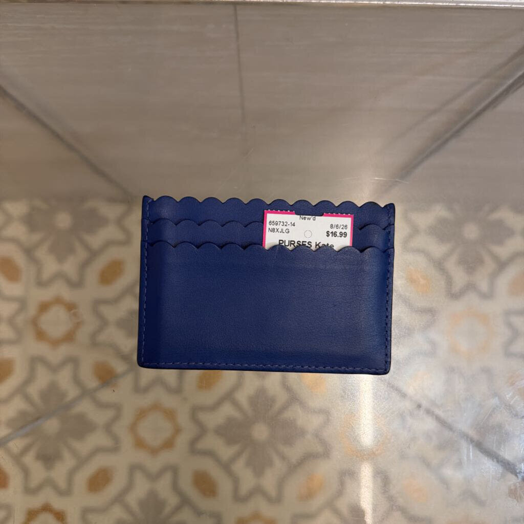 Kate Spade Blue Leather Scallop Edge Card Holder Wallet