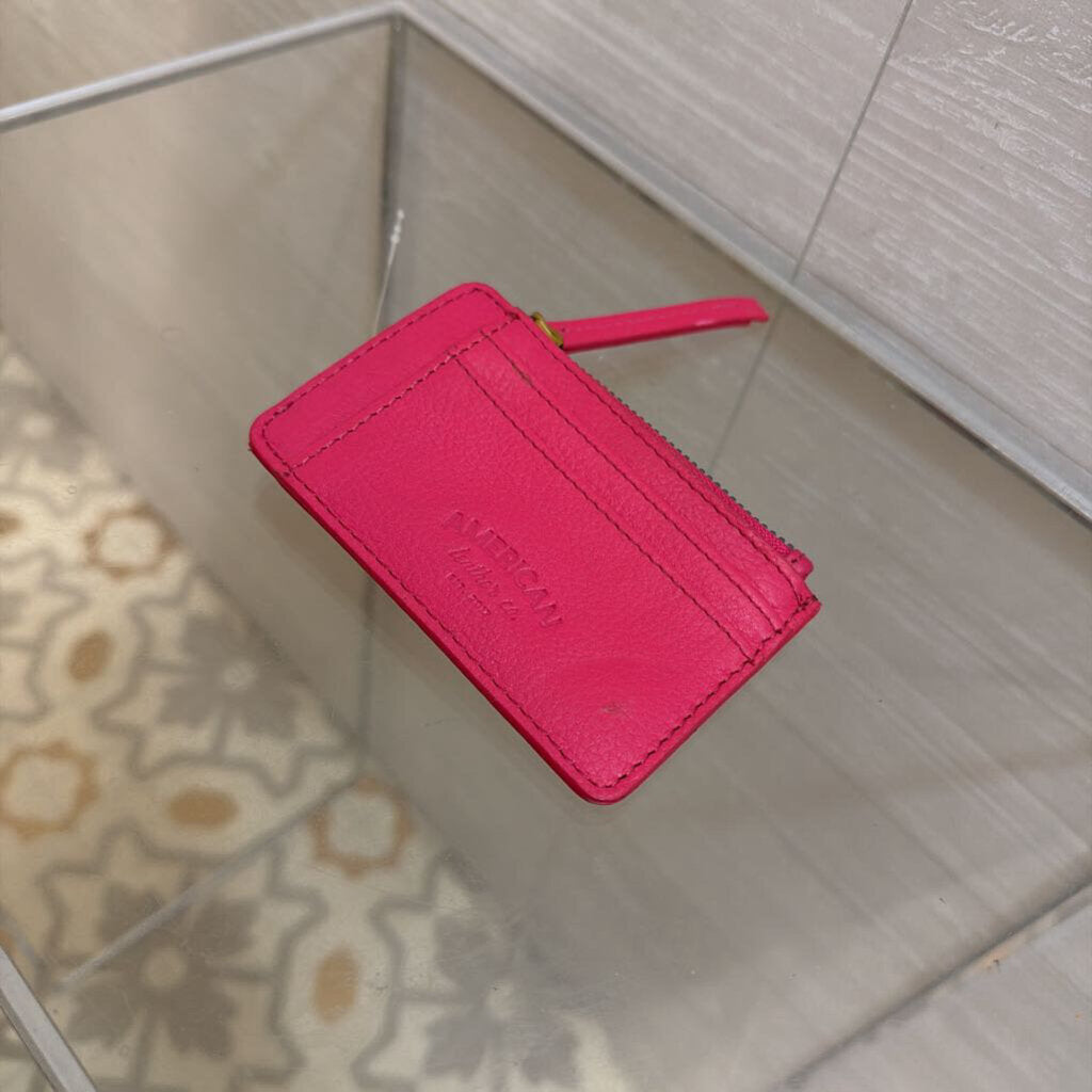 American Leather Co Pink Leather Key Chain Card Holder Wallet