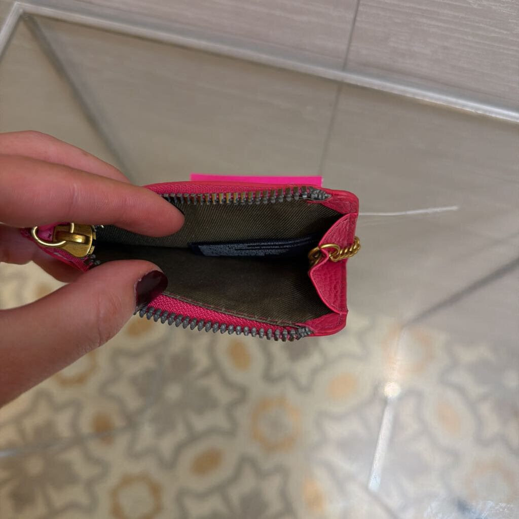 American Leather Co Pink Leather Key Chain Card Holder Wallet