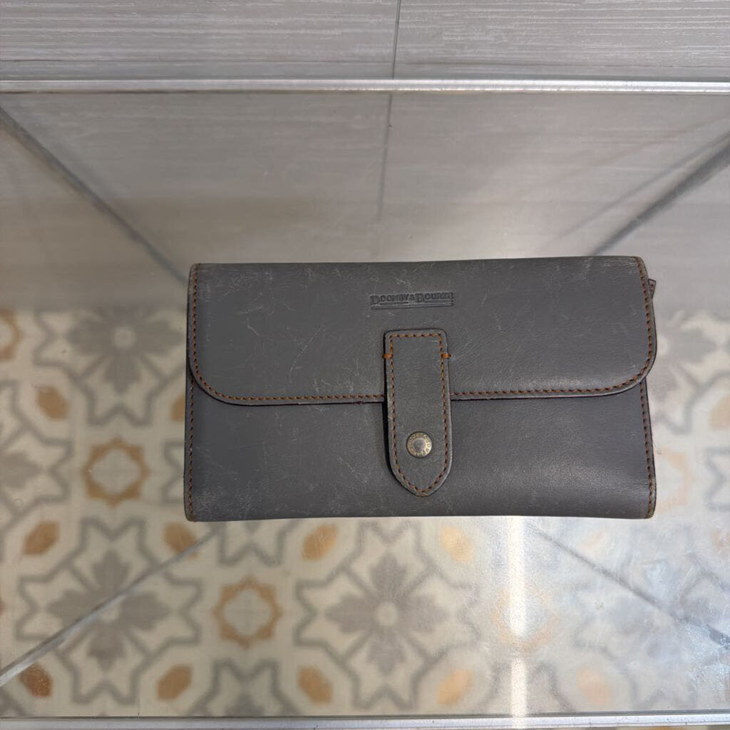 Dooney and Bourke Grey Leather Alto Checkbook Wallet
