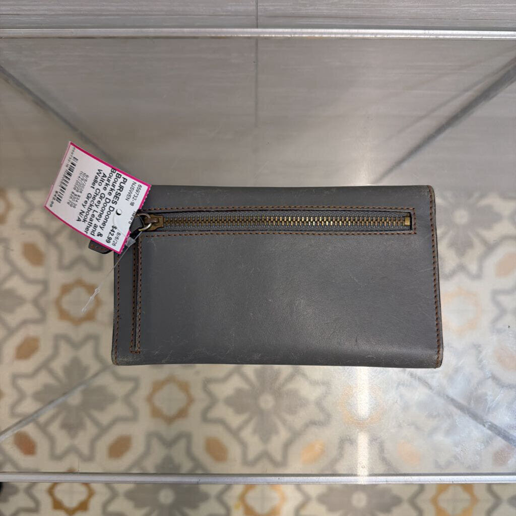 Dooney and Bourke Grey Leather Alto Checkbook Wallet