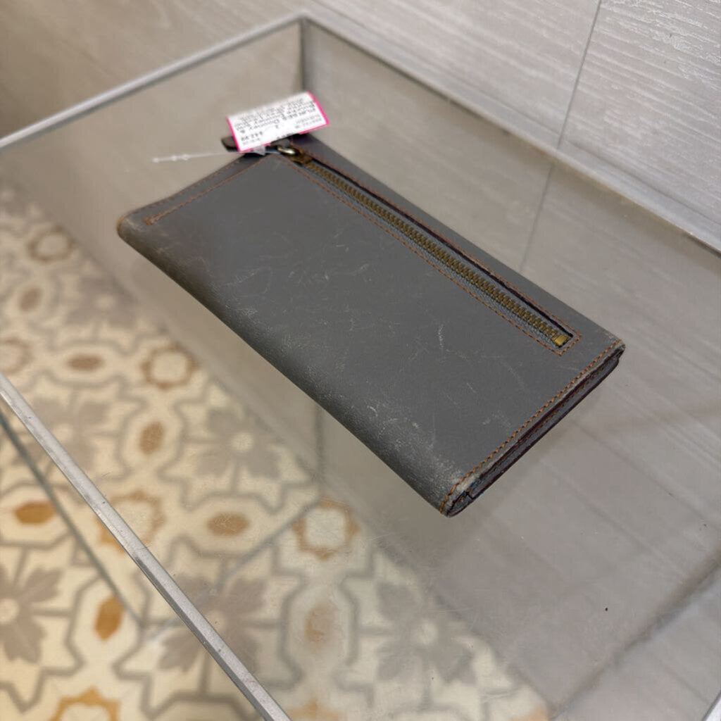 Dooney and Bourke Grey Leather Alto Checkbook Wallet