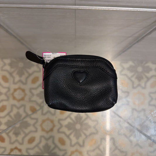 Brighton Black Leather Heart Embossed Coin Purse