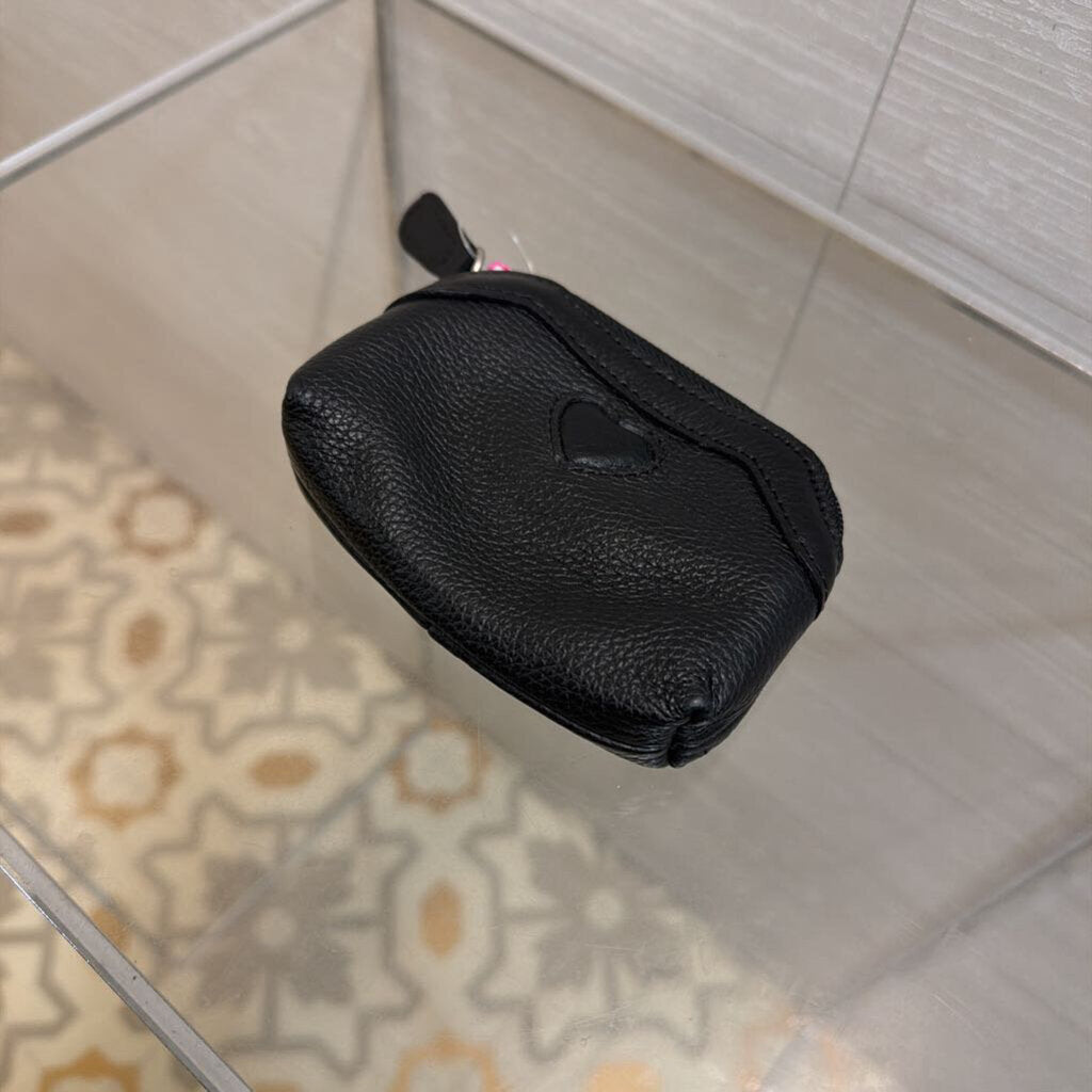 Brighton Black Leather Heart Embossed Coin Purse