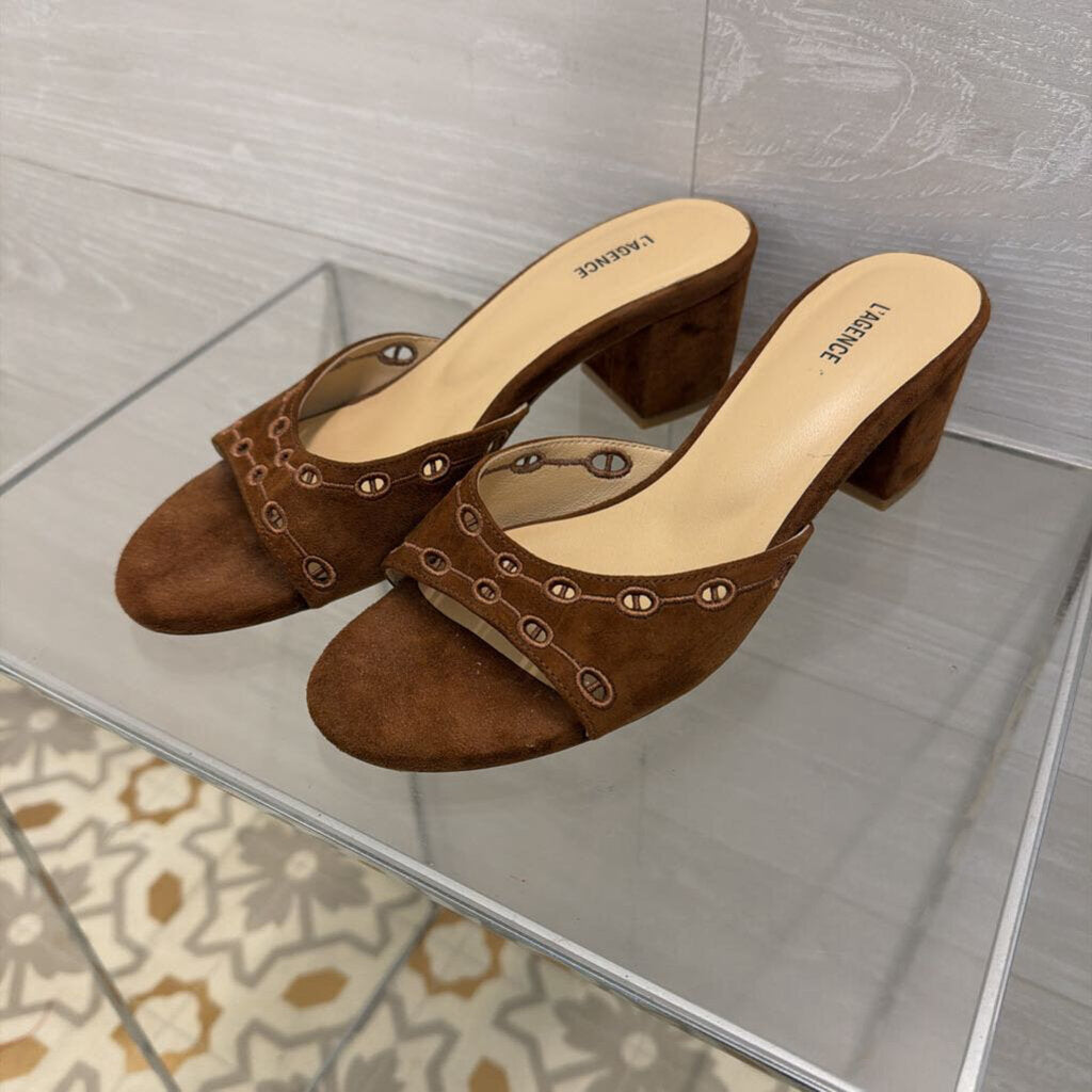 L'Agence Brown Suede Camille II Sandal Heels 8
