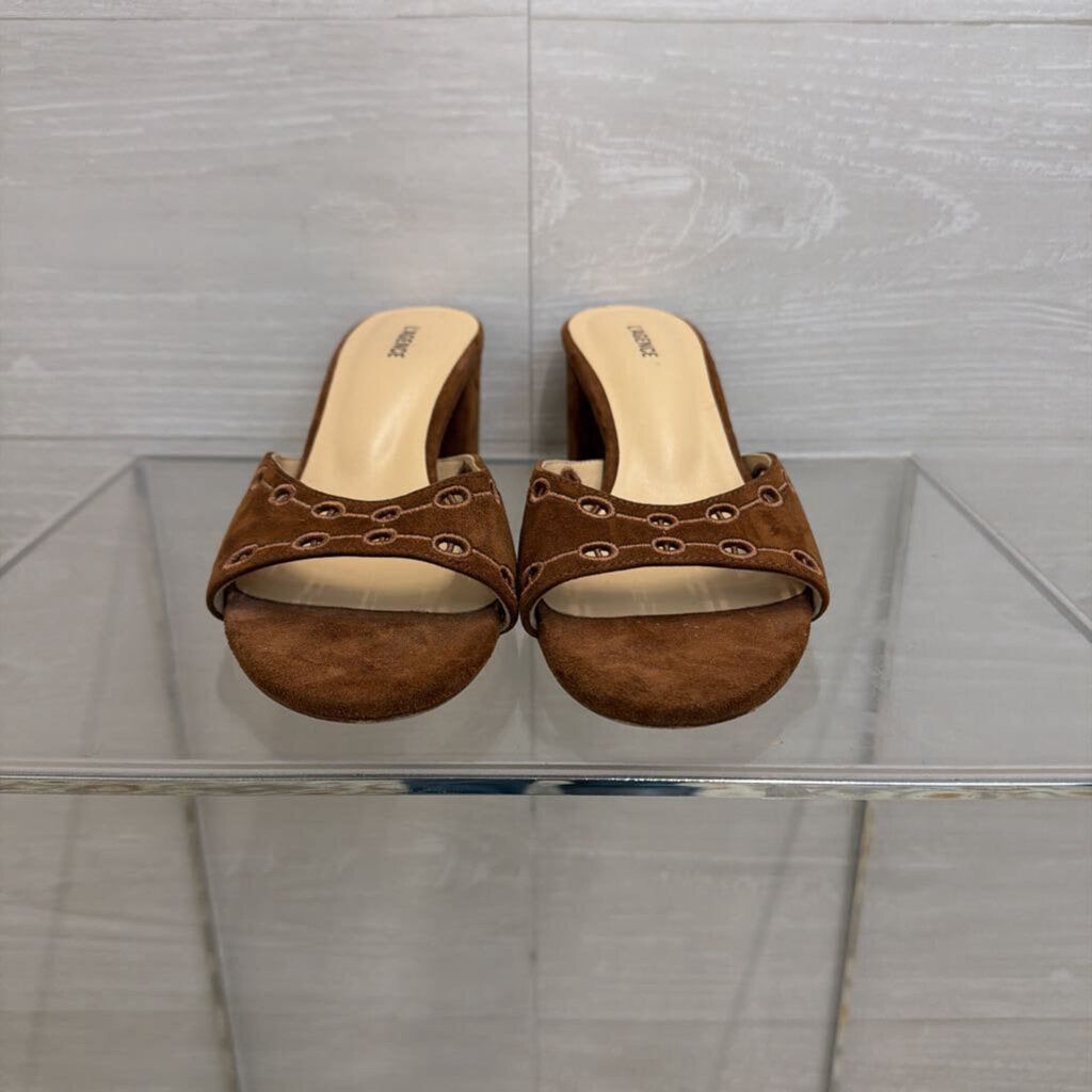 L'Agence Brown Suede Camille II Sandal Heels 8