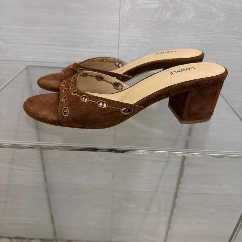 L'Agence Brown Suede Camille II Sandal Heels 8