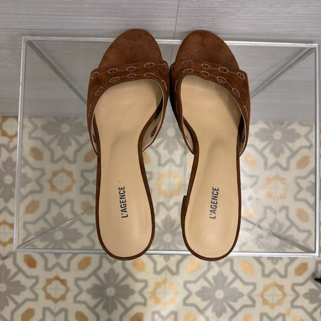 L'Agence Brown Suede Camille II Sandal Heels 8