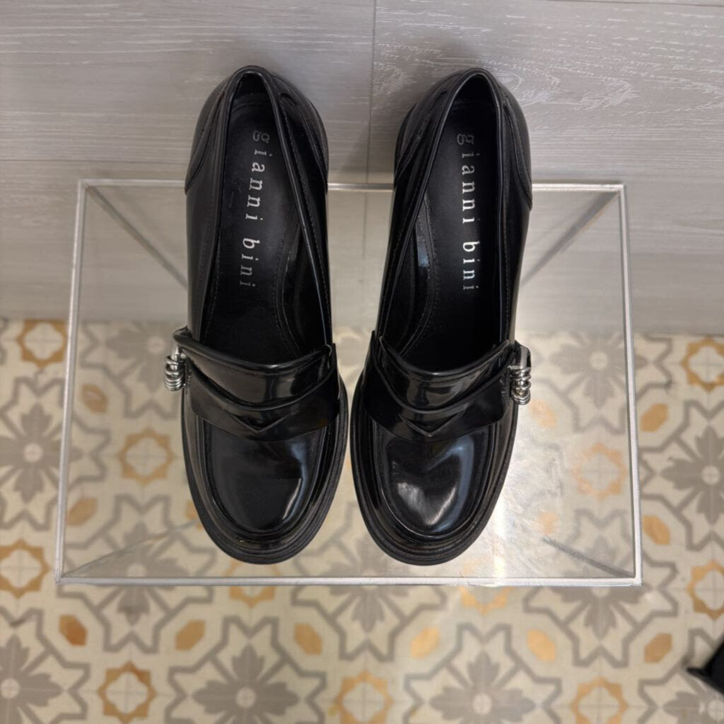 Gianni Bini Black Patent Leather Maxxwelle Platform Shoes 7.5