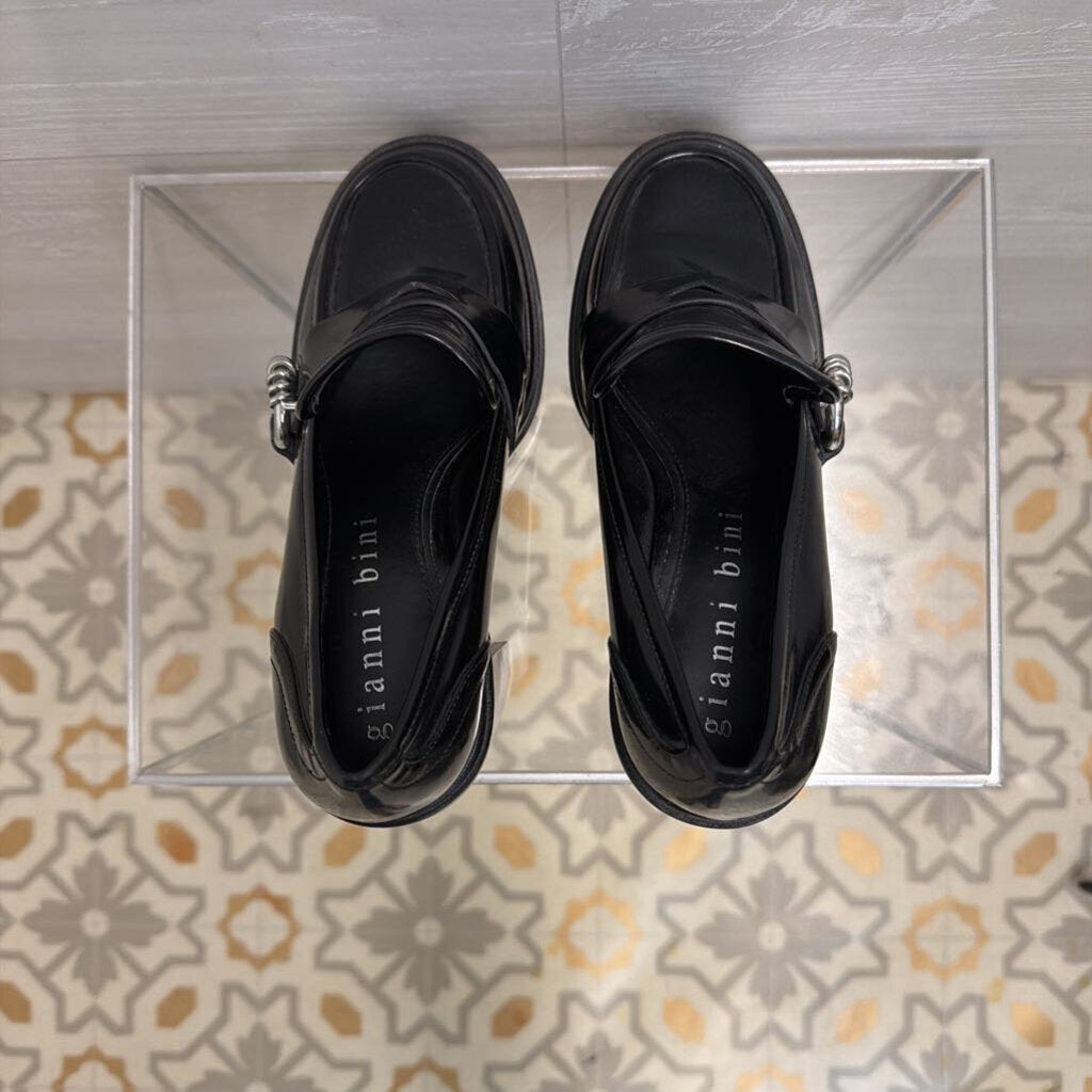 Gianni Bini Black Patent Leather Maxxwelle Platform Shoes 7.5