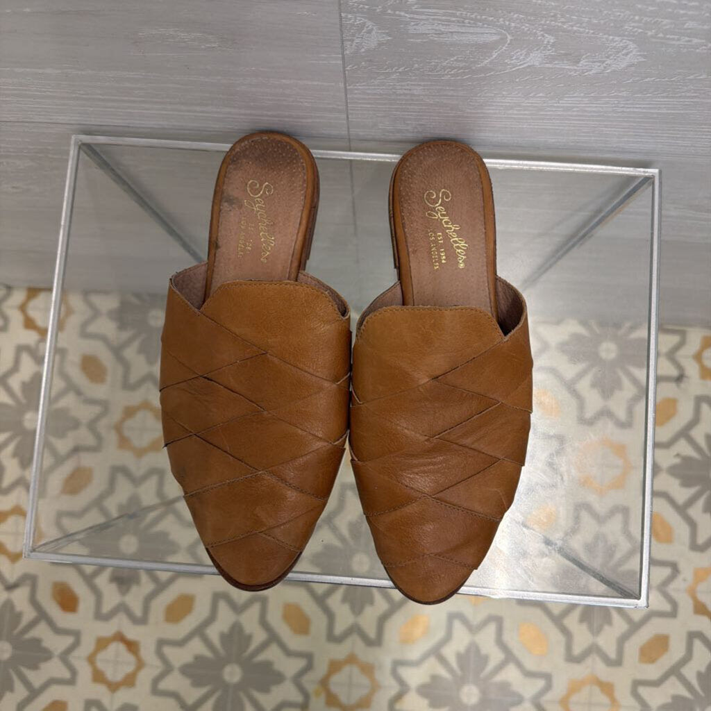 Seychelles Brown Leather Survival Slip On Mules 7.5