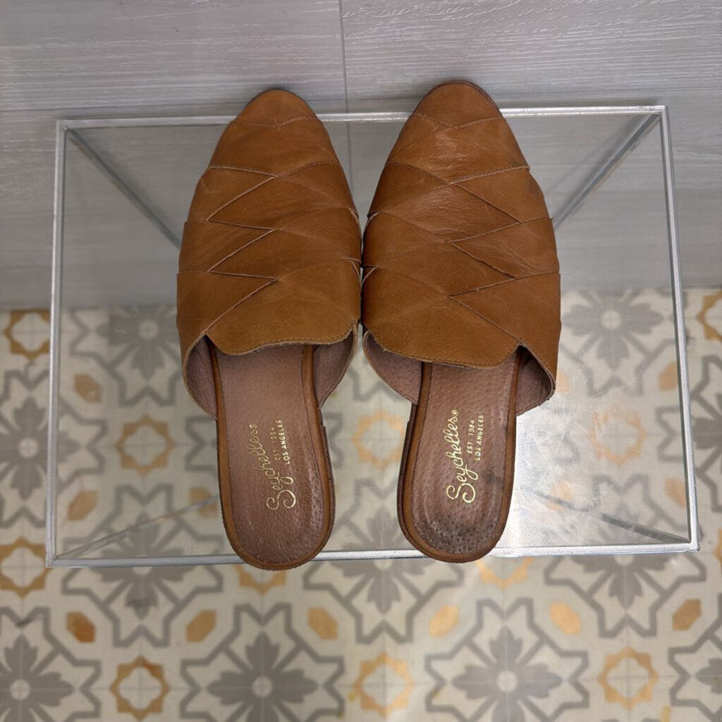 Seychelles Brown Leather Survival Slip On Mules 7.5