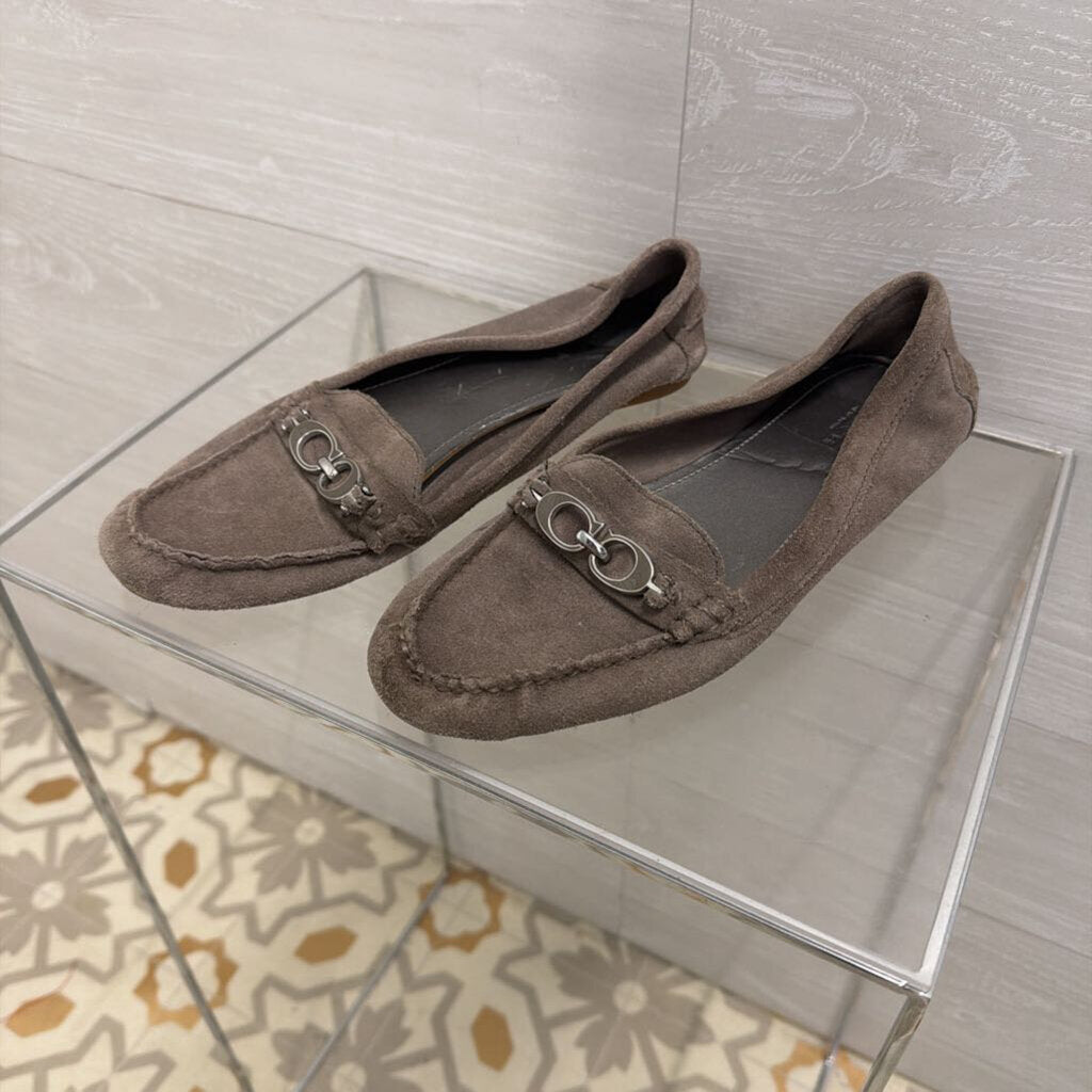 Coach Grey Suede Fortunata Driving Loafers 8