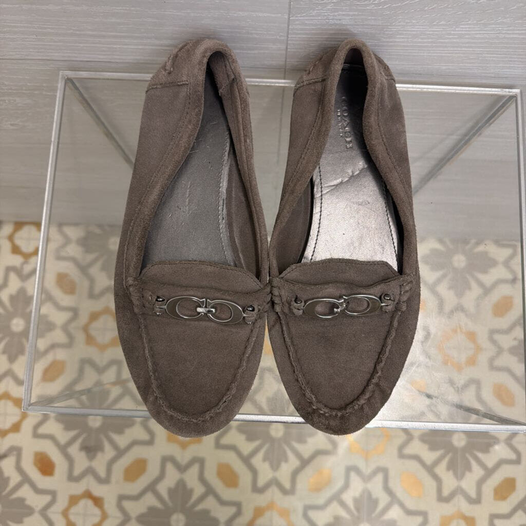 Coach Grey Suede Fortunata Driving Loafers 8