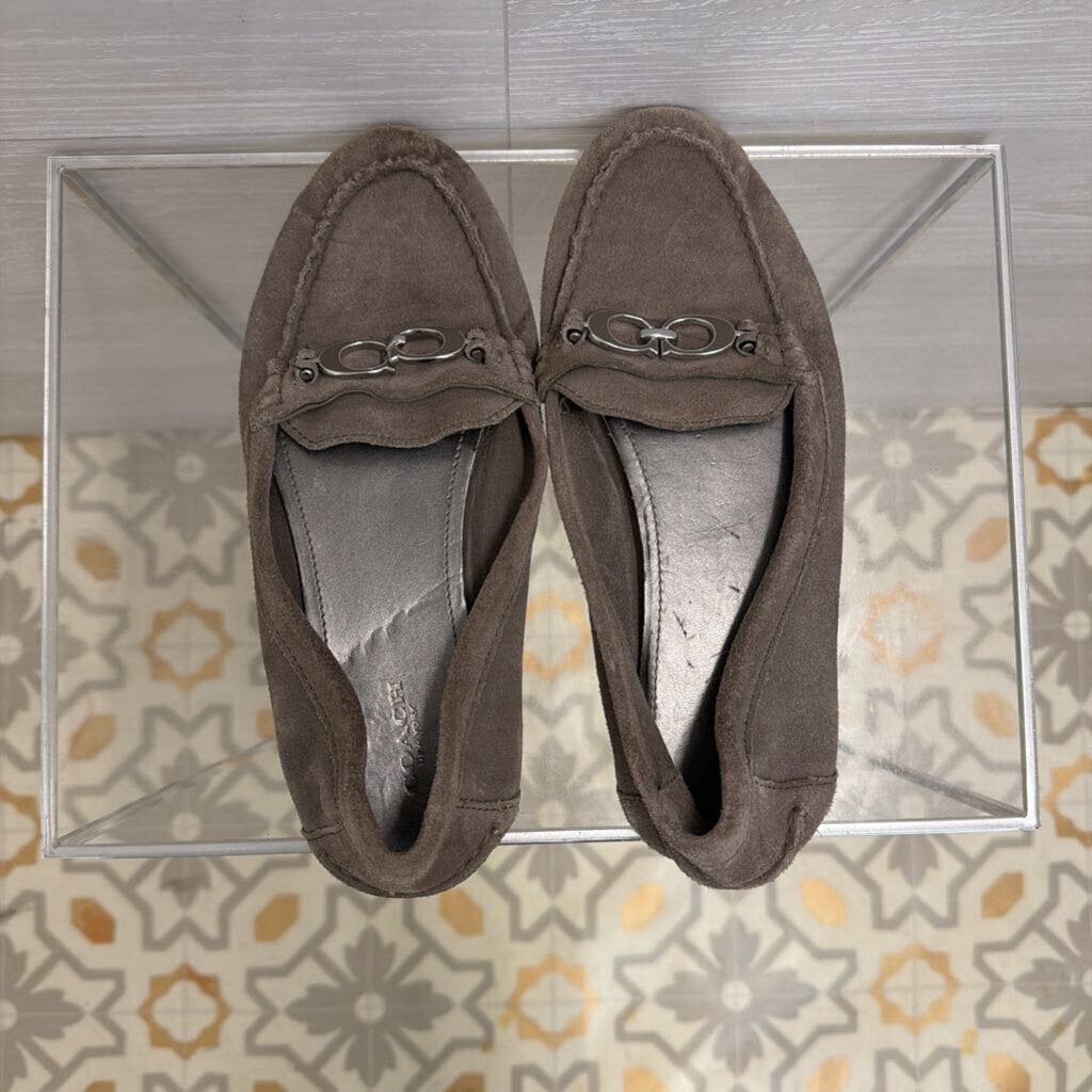 Coach Grey Suede Fortunata Driving Loafers 8