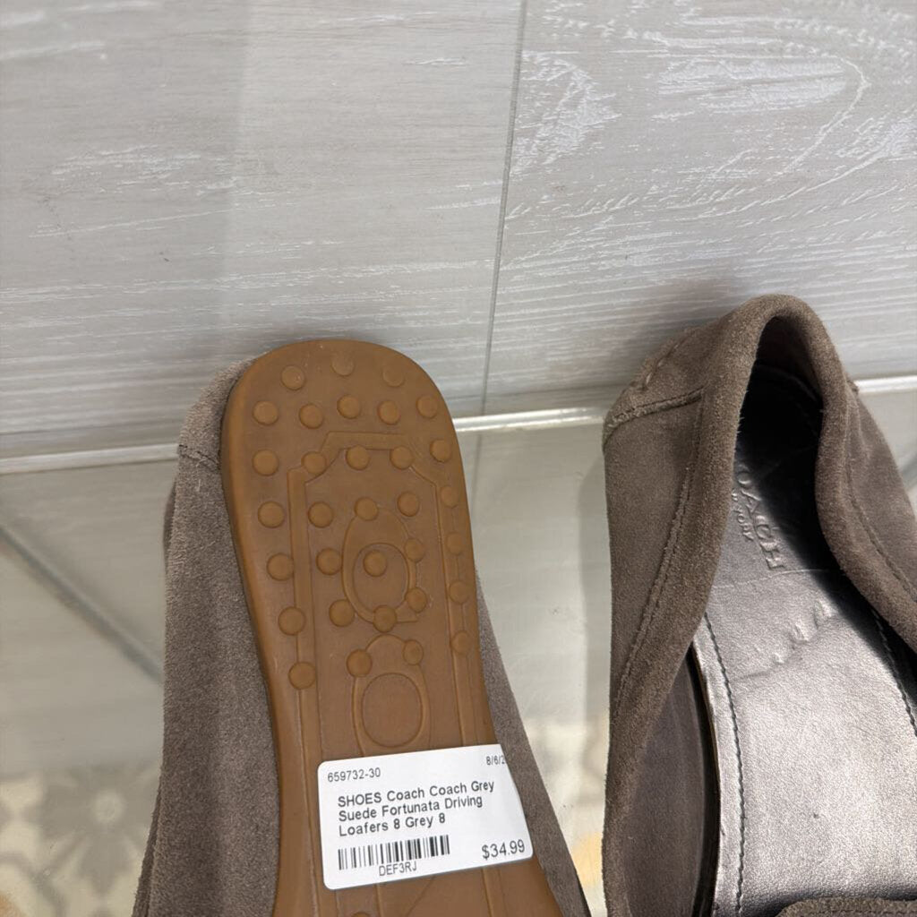 Coach Grey Suede Fortunata Driving Loafers 8