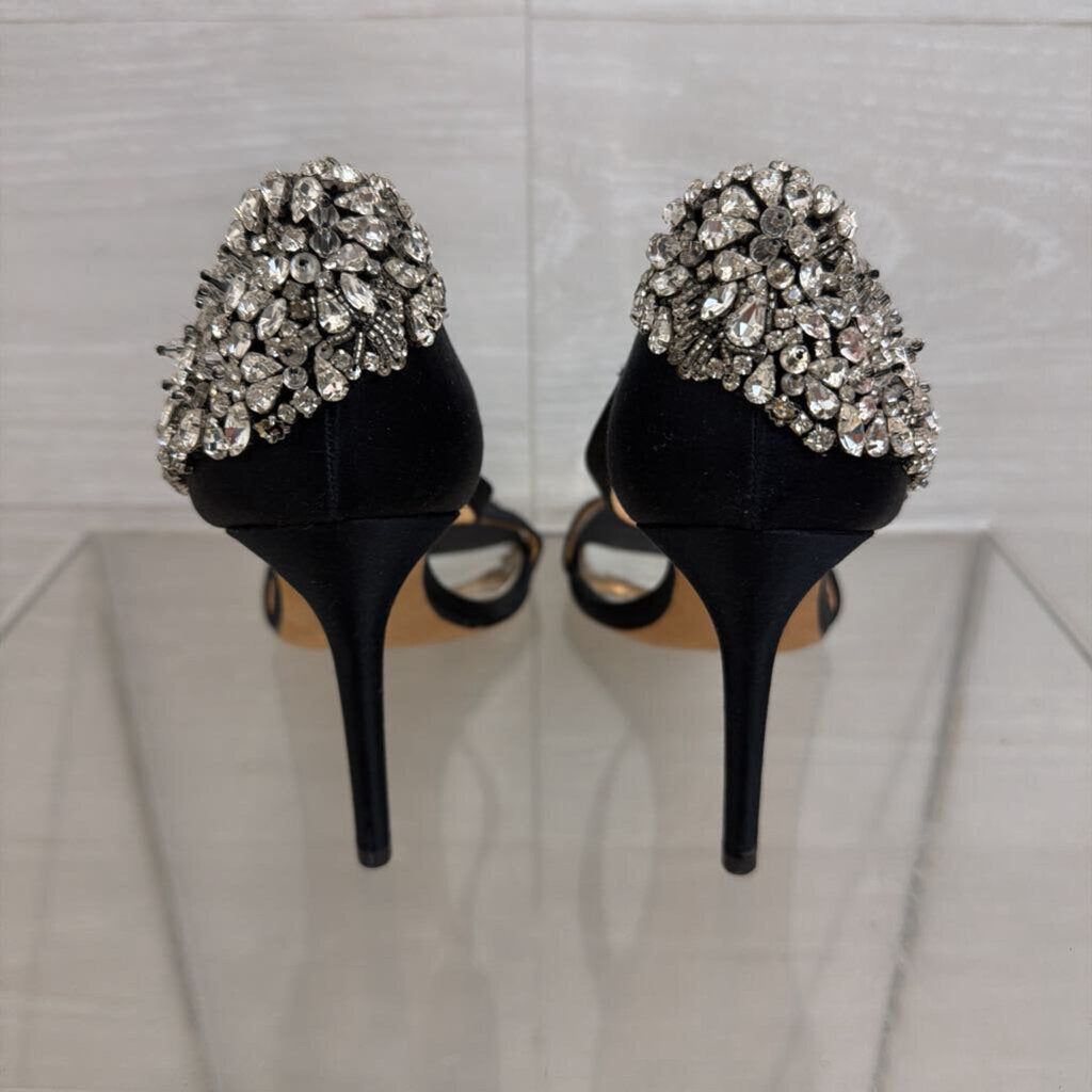 Badgley Mischka Black Crystal Embellished Pauline Heels 6.5