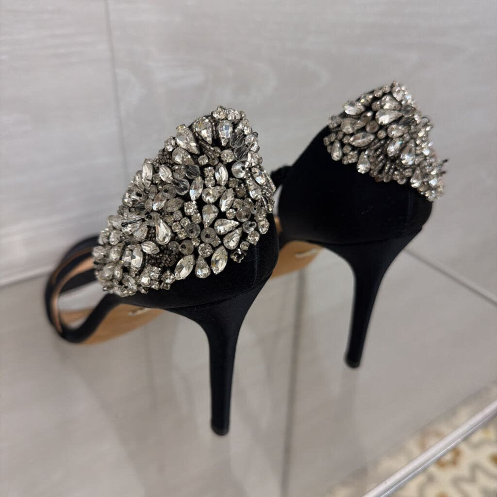 Badgley Mischka Black Crystal Embellished Pauline Heels 6.5
